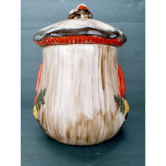 Vintage Mushroom Cookie Jar Orange Arnel's Hand Painted Ceramic Signed Canister - Picture 5 of 12